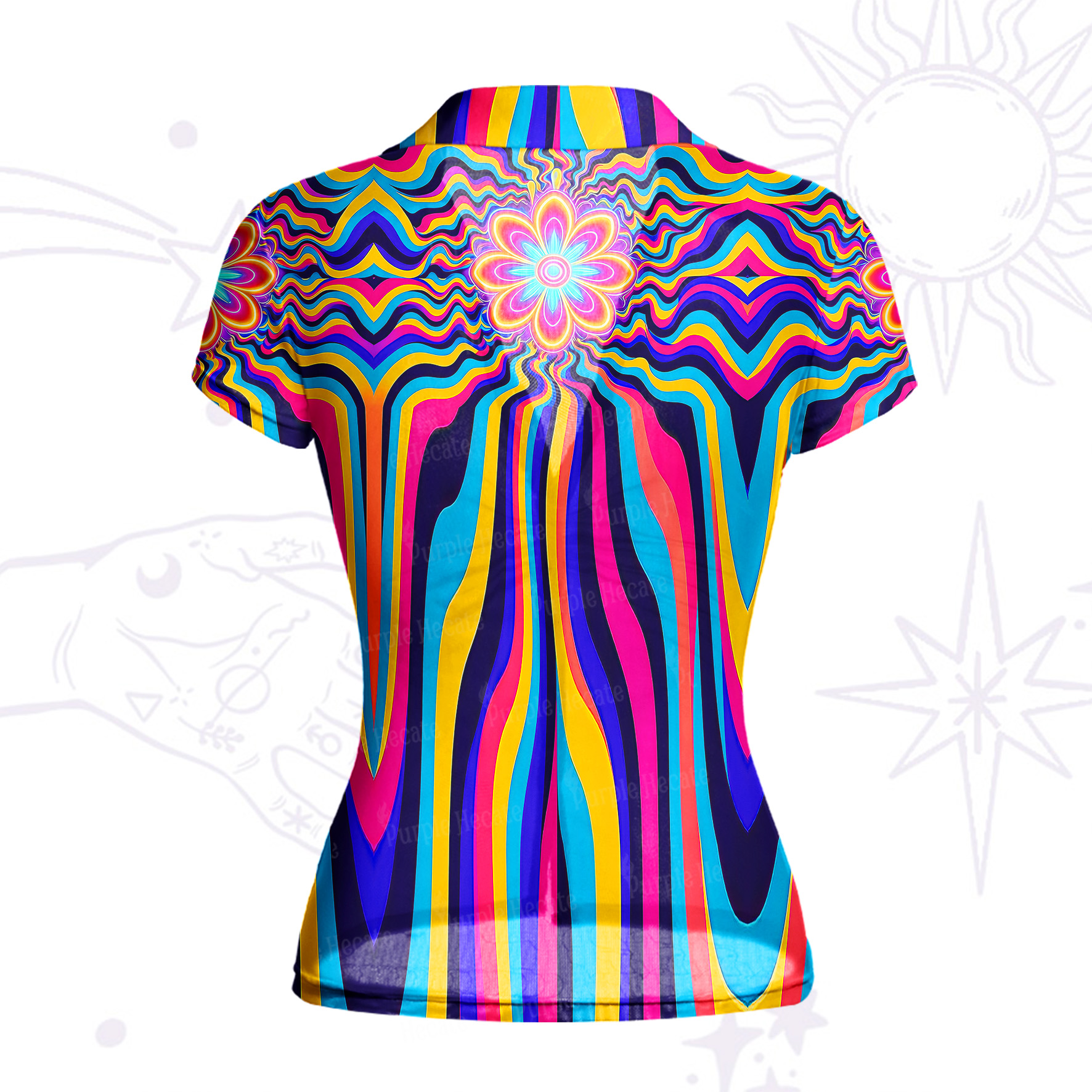 Purplehecate Psychedelic Bloom Mesh Button Up Shirt