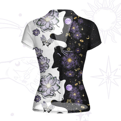 Purplehecate Starlit Cats & Butterflies Mesh Button Up Shirt