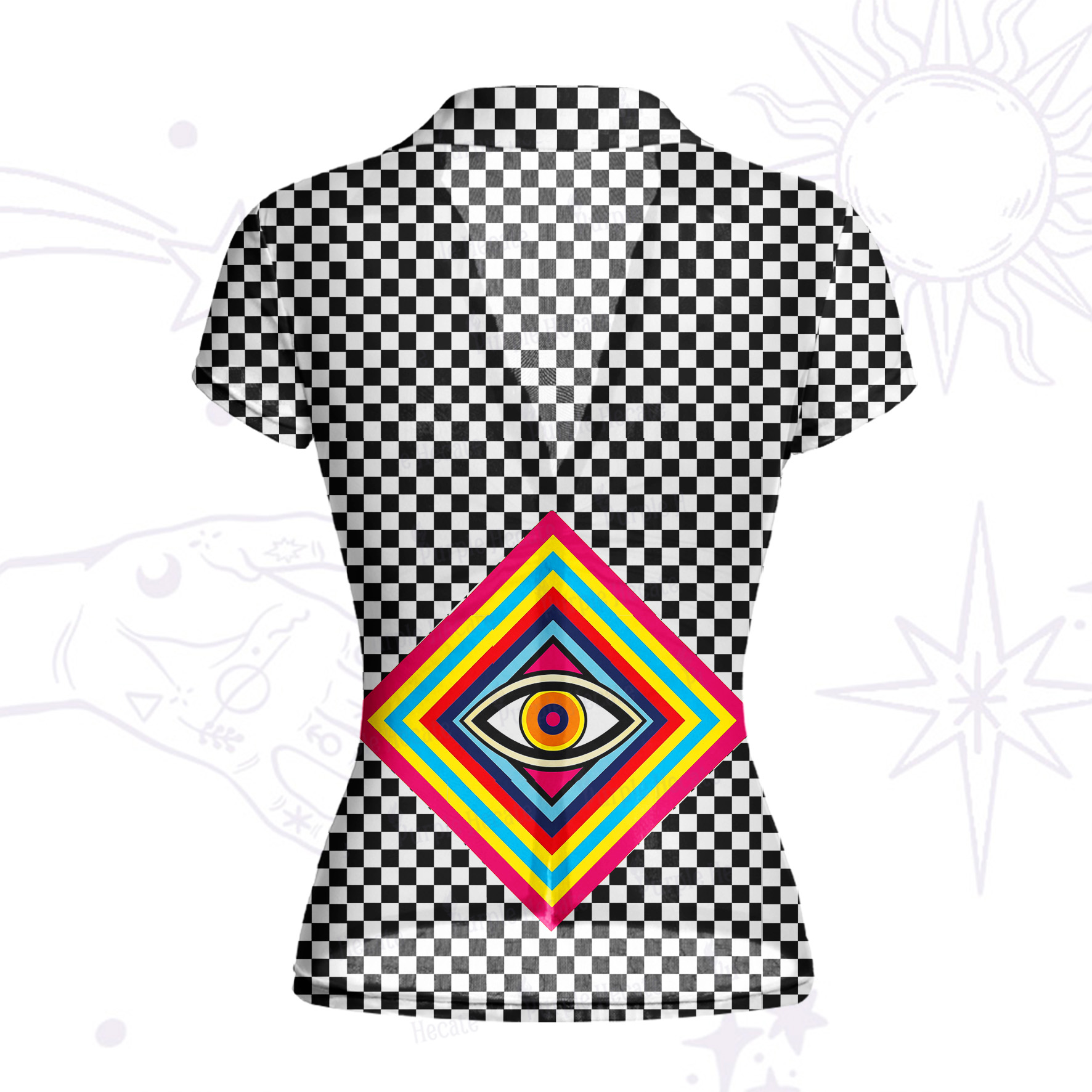 Purplehecate Eye of Illusion Mesh Button Up Shirt