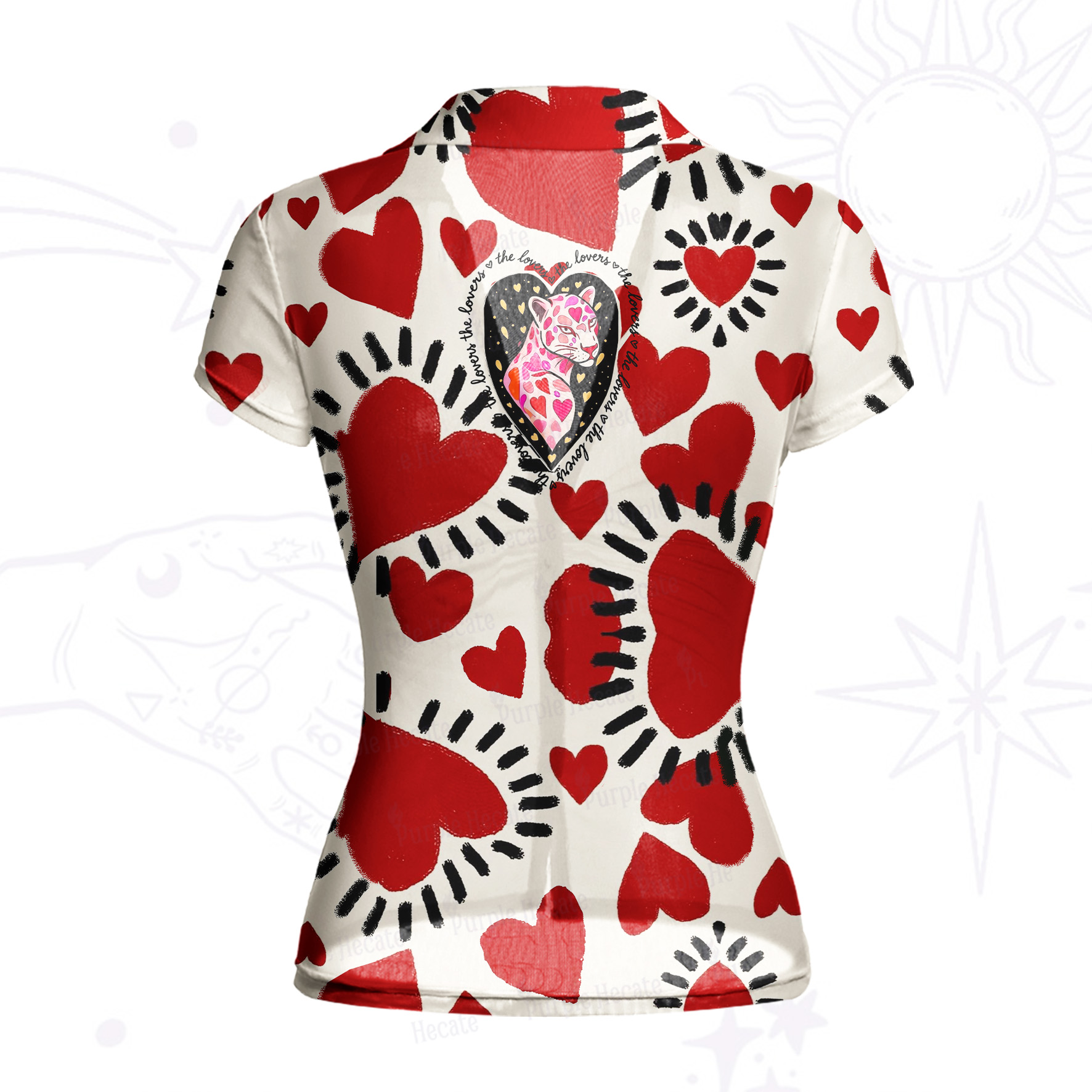 Purplehecate Wild Love Leopard Heart Mesh Button Up Shirt