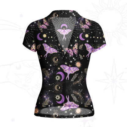 Purplehecate Starry Night Lunar Moth Mesh Button Up Shirt
