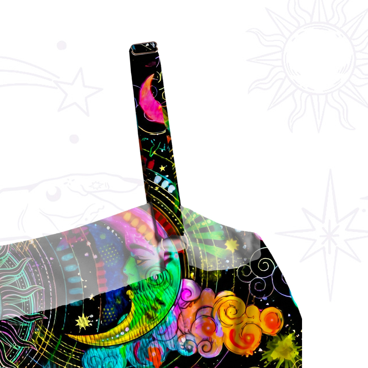 Purplehecate Stargazer Celestial Sun & Moon Wide Straps Maxi Dress
