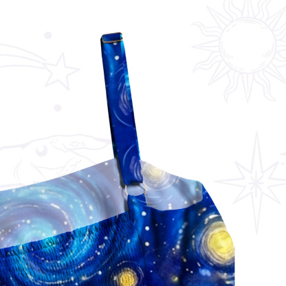 Purplehecate Moonlit Witch & Starry Cat Wide Straps Maxi Dress