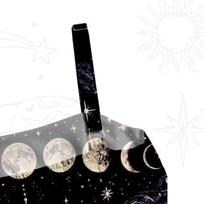 Purplehecate Moon Phase Oracle Cat Wide Straps Maxi Dress