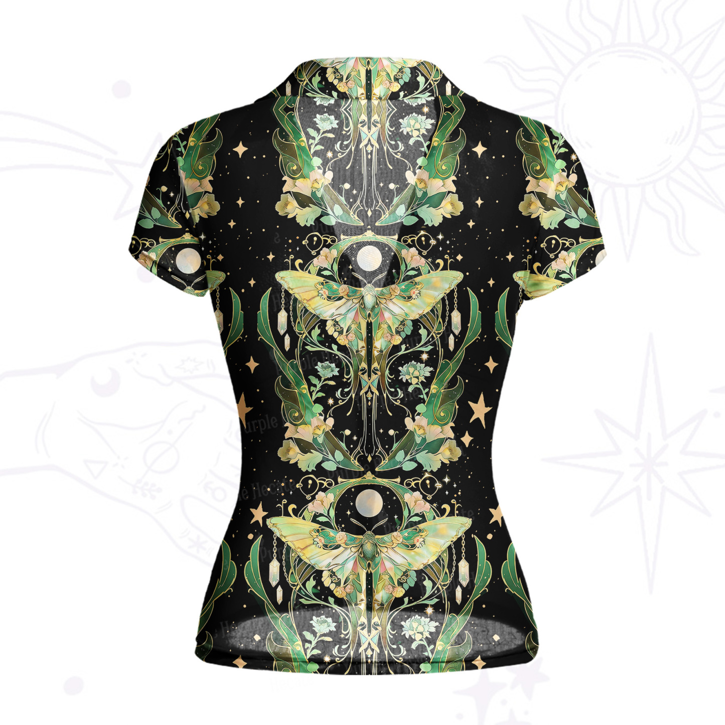 Purplehecate Moon Moth Rave Mesh Button Up Shirt