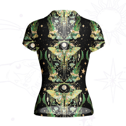 Purplehecate Moon Moth Rave Mesh Button Up Shirt