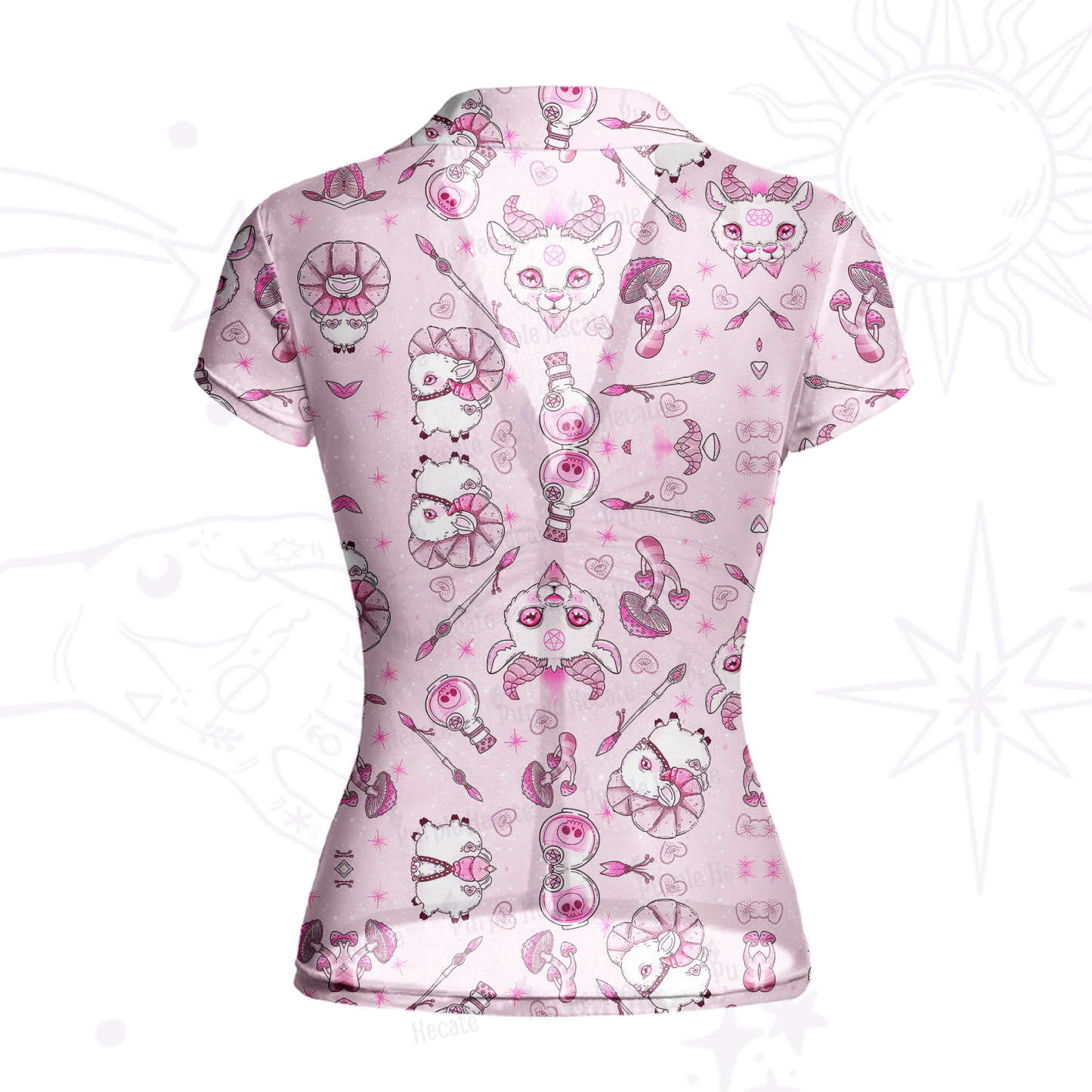 Purplehecate Pastel Occult Goat Mesh Button Up Shirt