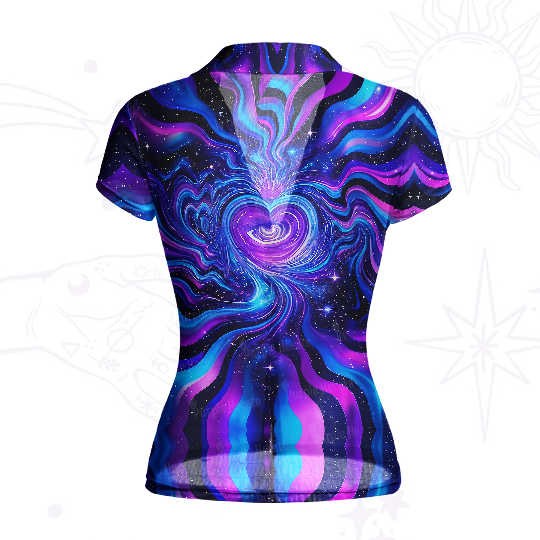 Purplehecate Galactic Heart Mesh Button Up Top