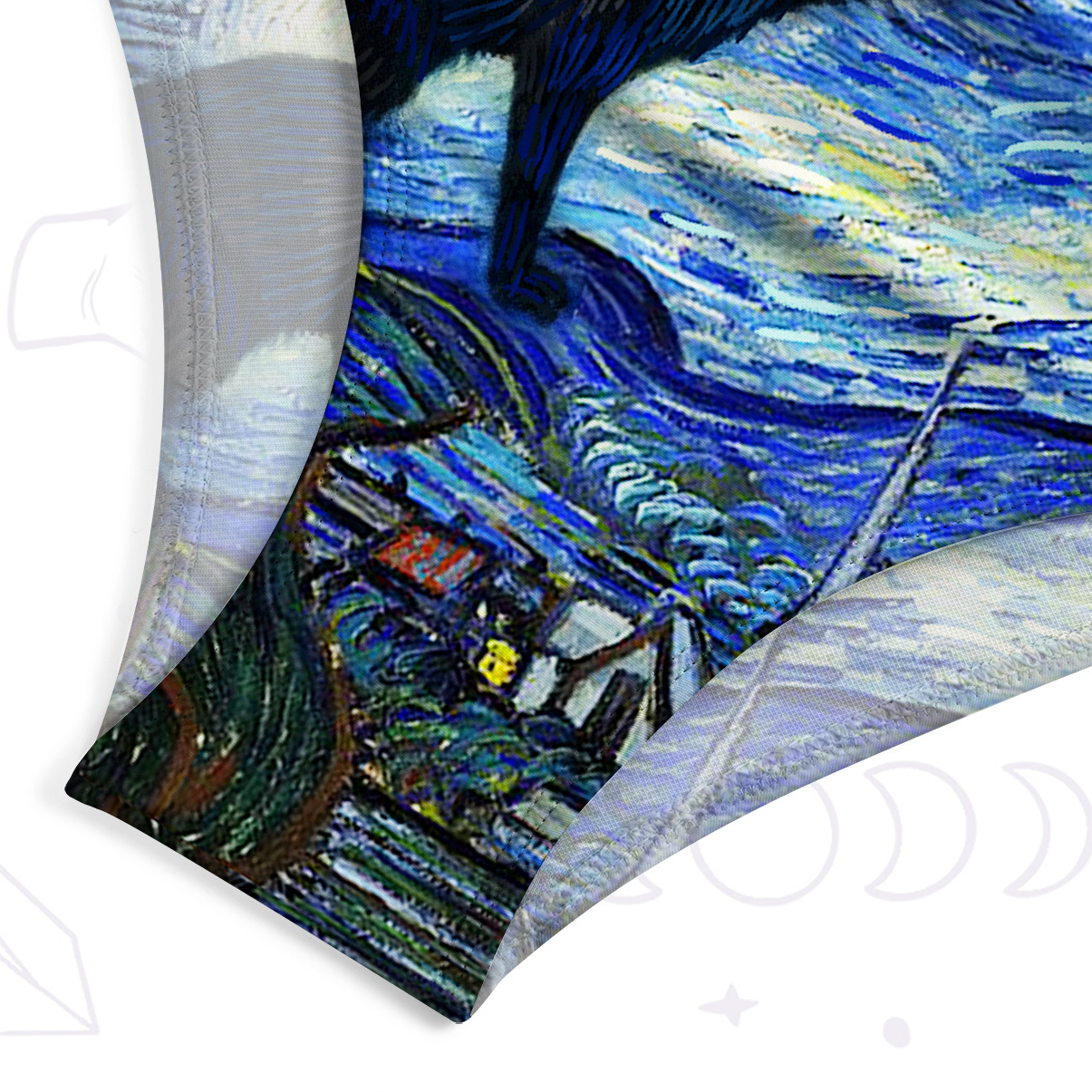 Purplehecate Witch Cat Under the Starry Night One-Piece Swimsuit