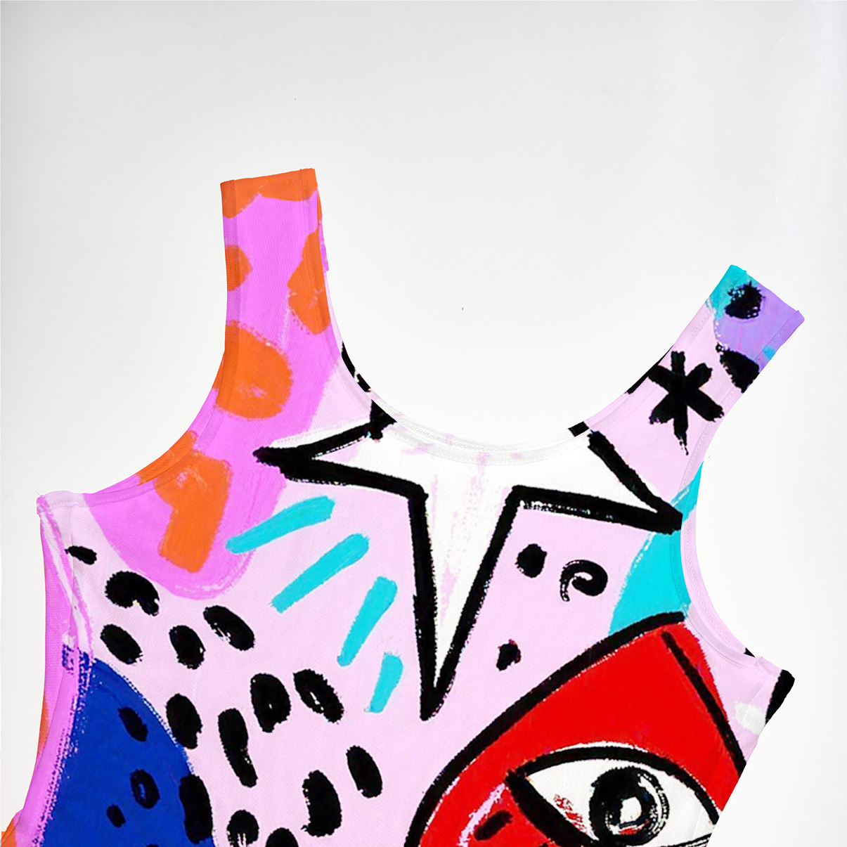 Purplehecate Cosmic Love Eyes Graffiti Mesh Maxi Tank Beach Dress
