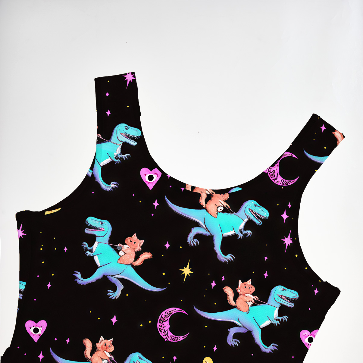 Purplehecate Witch Cat Rides the Dino Mesh Maxi Tank Beach Dress