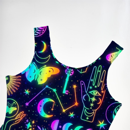 Purplehecate Blacklight Butterfly Mesh Maxi Tank Beach Dress
