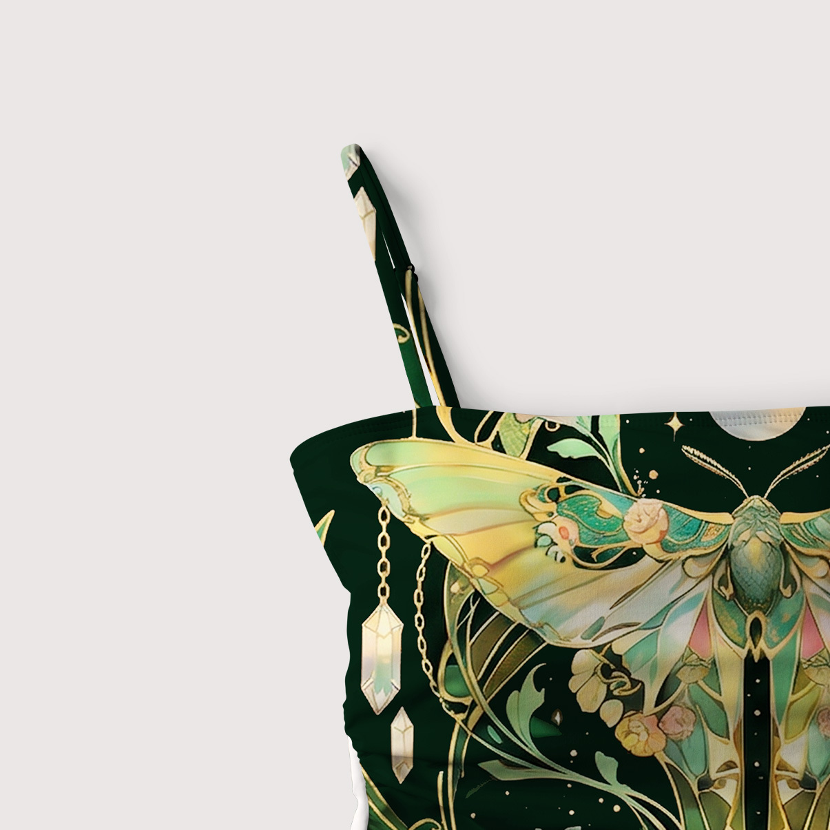 Purplehecate Moon Moth  Rave Slim-Strap Swimsuit