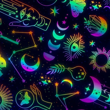 Purplehecate Blacklight Butterfly Wide Leg Jumpsuit