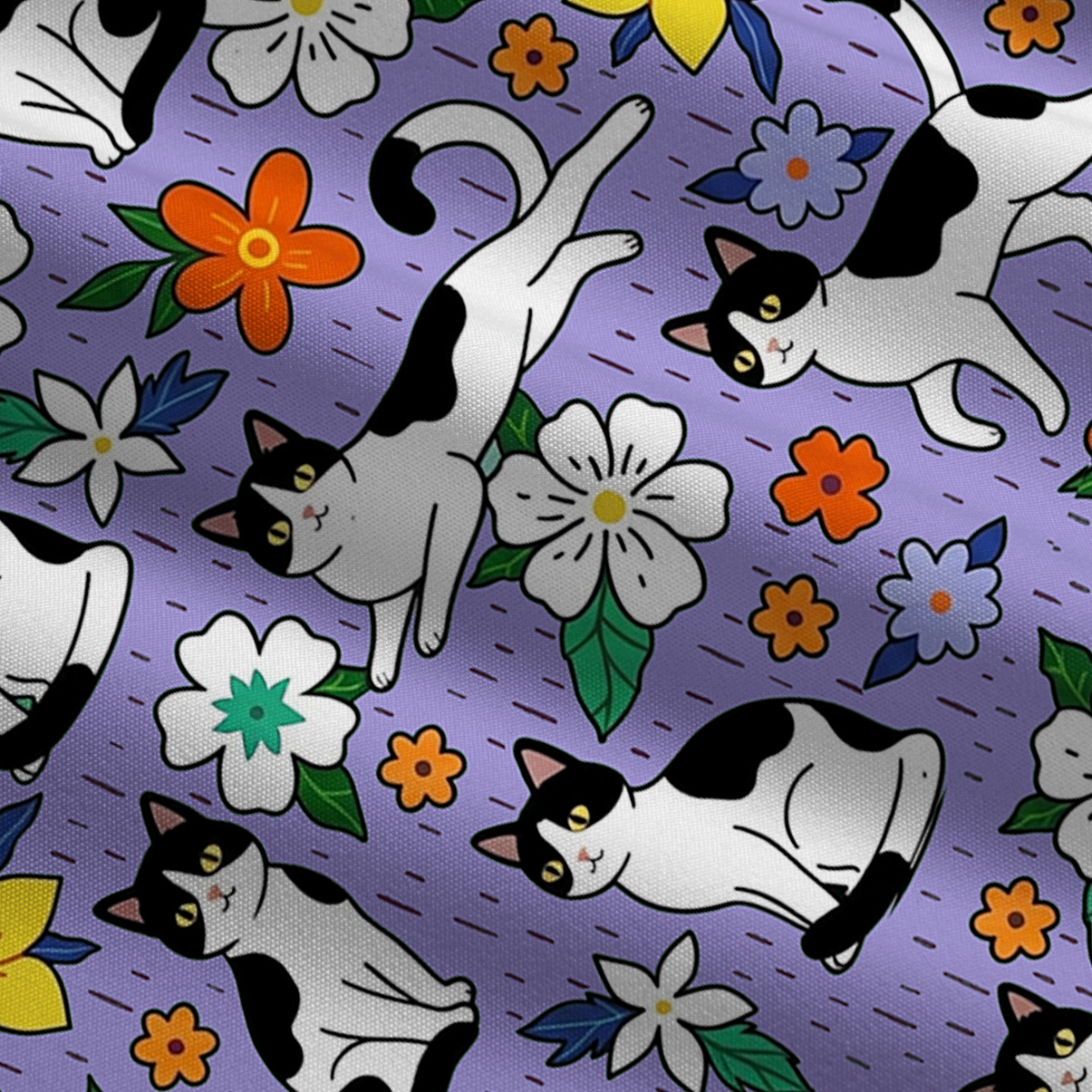 Purplehecate Enchanted Spring Whispering Cat Wide Leg Jumpsuit