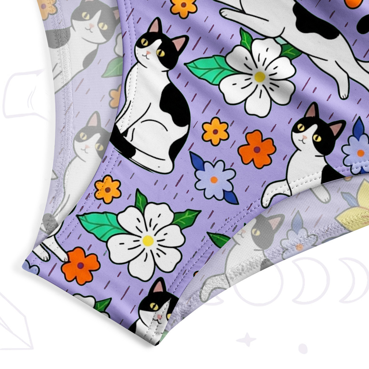 Purplehecate Enchanted Spring Whispering Cat One-Piece Swimsuit
