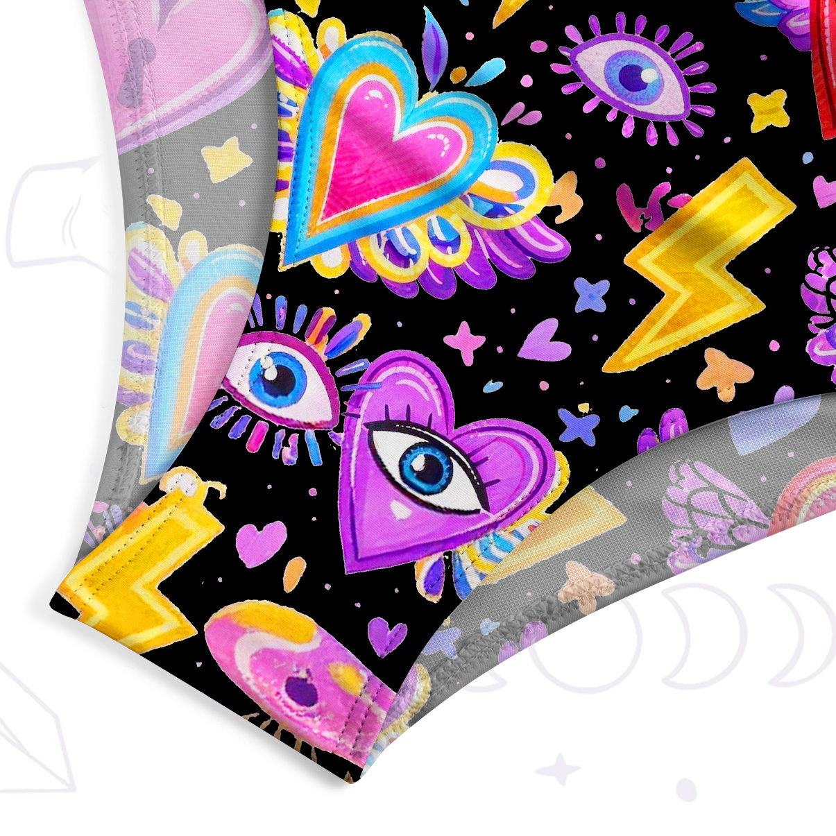 Purplehecate Mystic Heart Eye Wings One-Piece Swimsuit