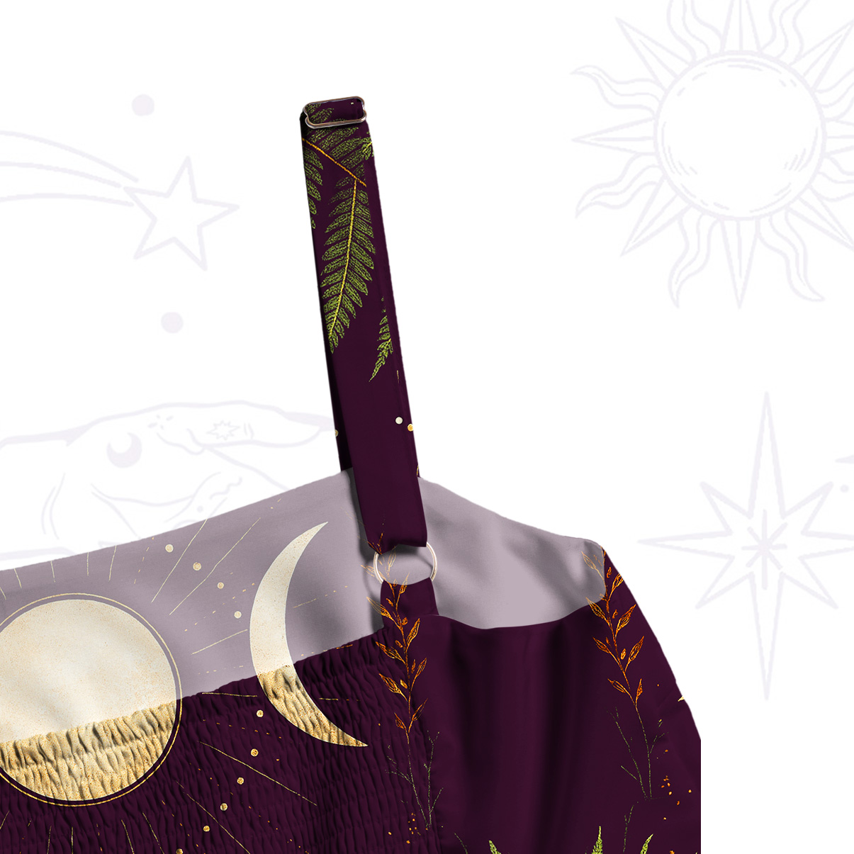 Purplehecate Lunar Raven Ritual Wide Straps Maxi Dress