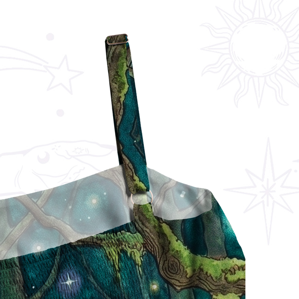 Purplehecate Mystic Secret Lily Fairy Forest Wide Straps Maxi Dress