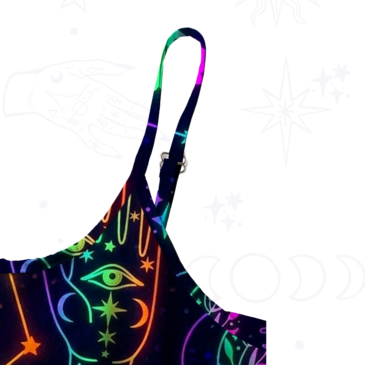 Purplehecate Blacklight Butterfly Spaghetti Strap Midi Dress