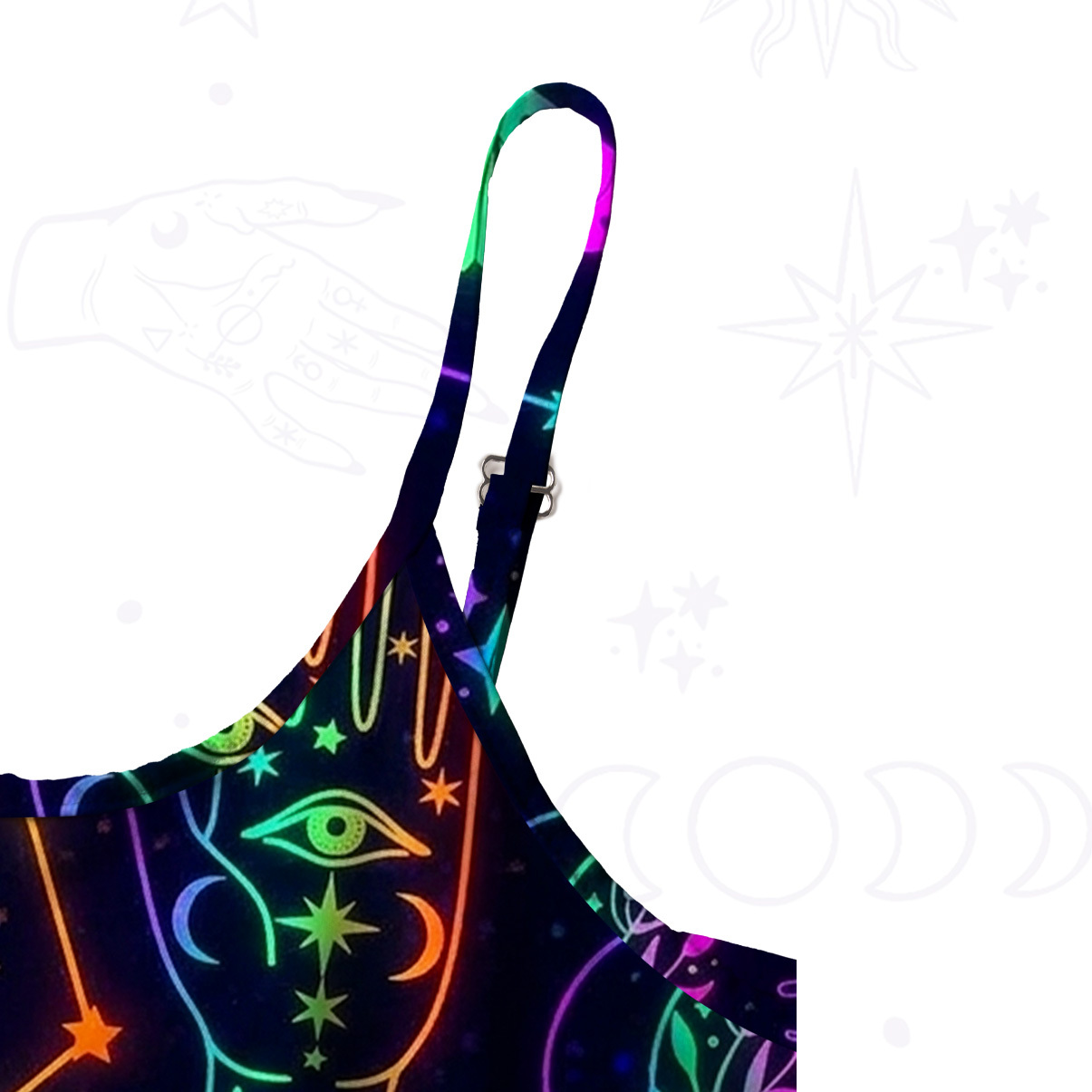 Purplehecate Blacklight Butterfly Spaghetti Strap Midi Dress