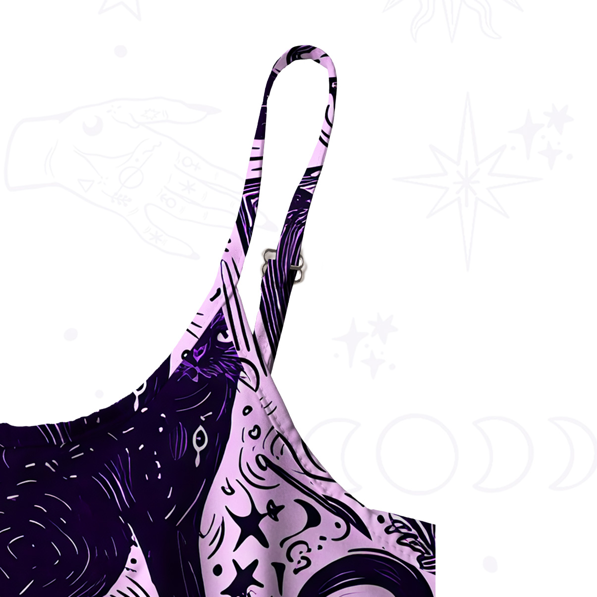 Purplehecate Midnight Black Cat Witch Potion Spaghetti Strap Midi Dress