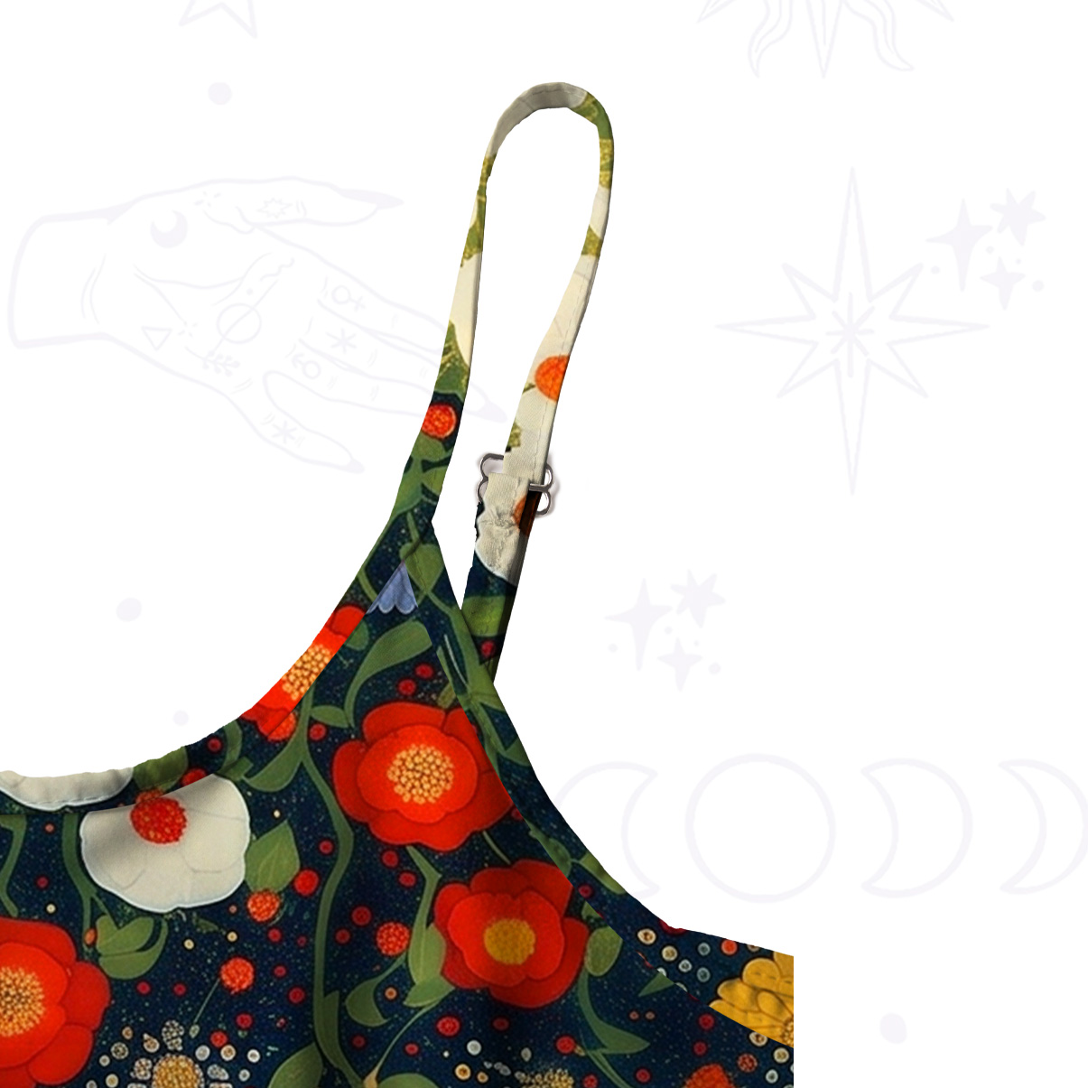 Purplehecate Vintage The Cat in Bloom Spaghetti Strap Midi Dress