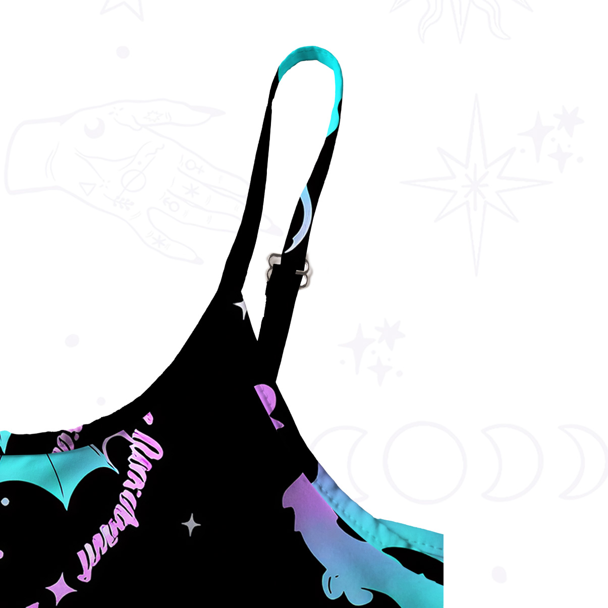 Purplehecate Neon Fantasy Dragon Allover Spaghetti Strap Midi Dress