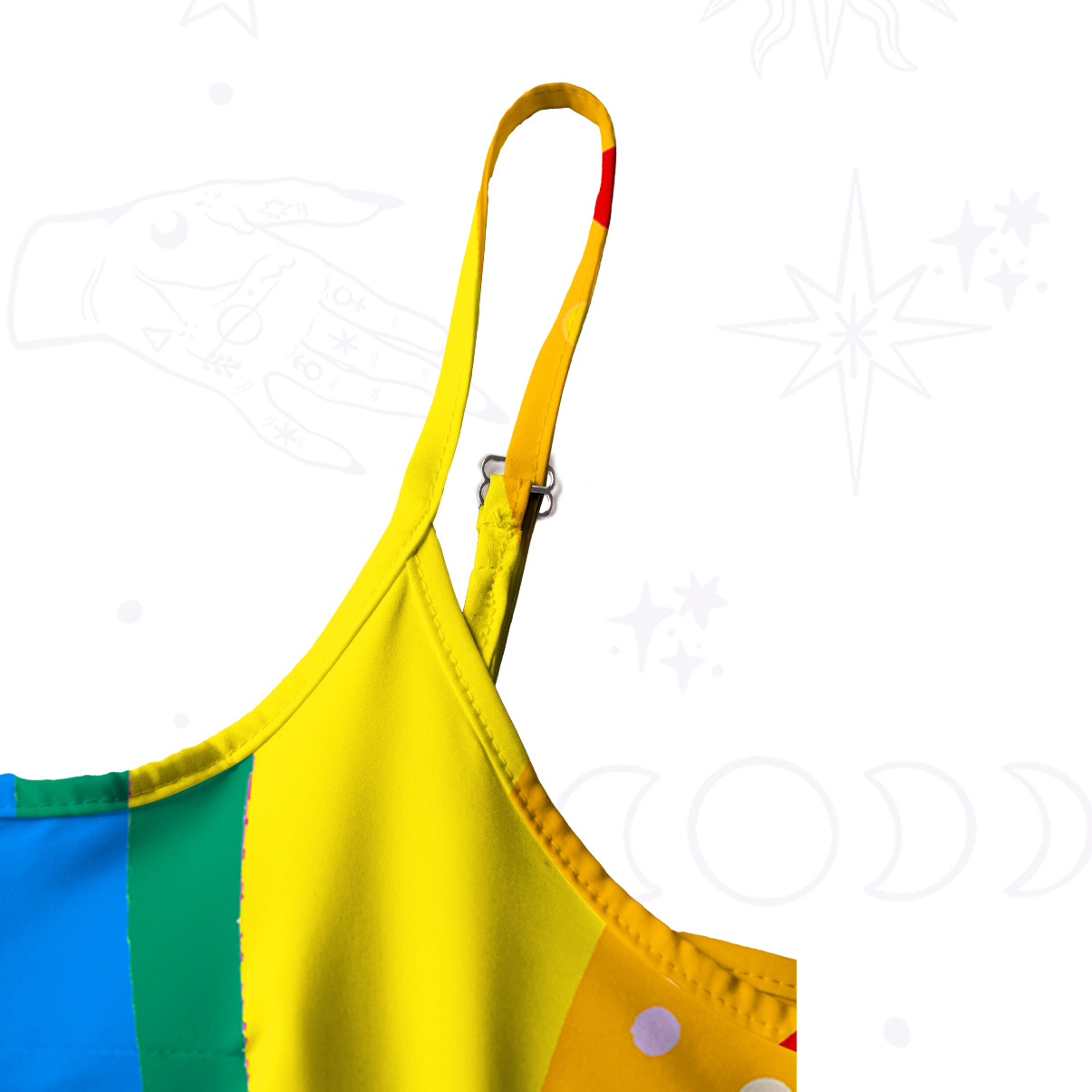 Purplehecate Dreamy Rainbow Waves Spaghetti Strap Midi Dress
