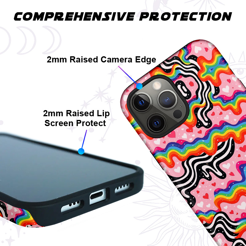 Purplehecate Groovy Melty Rainbow Hearts Wavy Phone Case