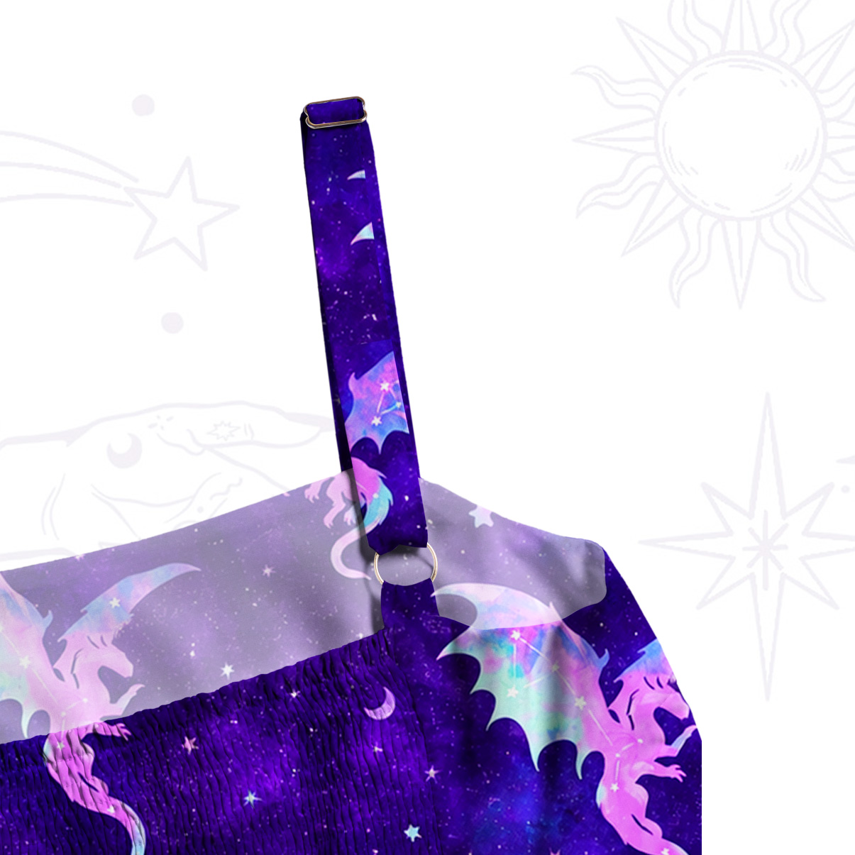 Purplehecate Mystic Galaxy Dragon Wide Straps Maxi Dress