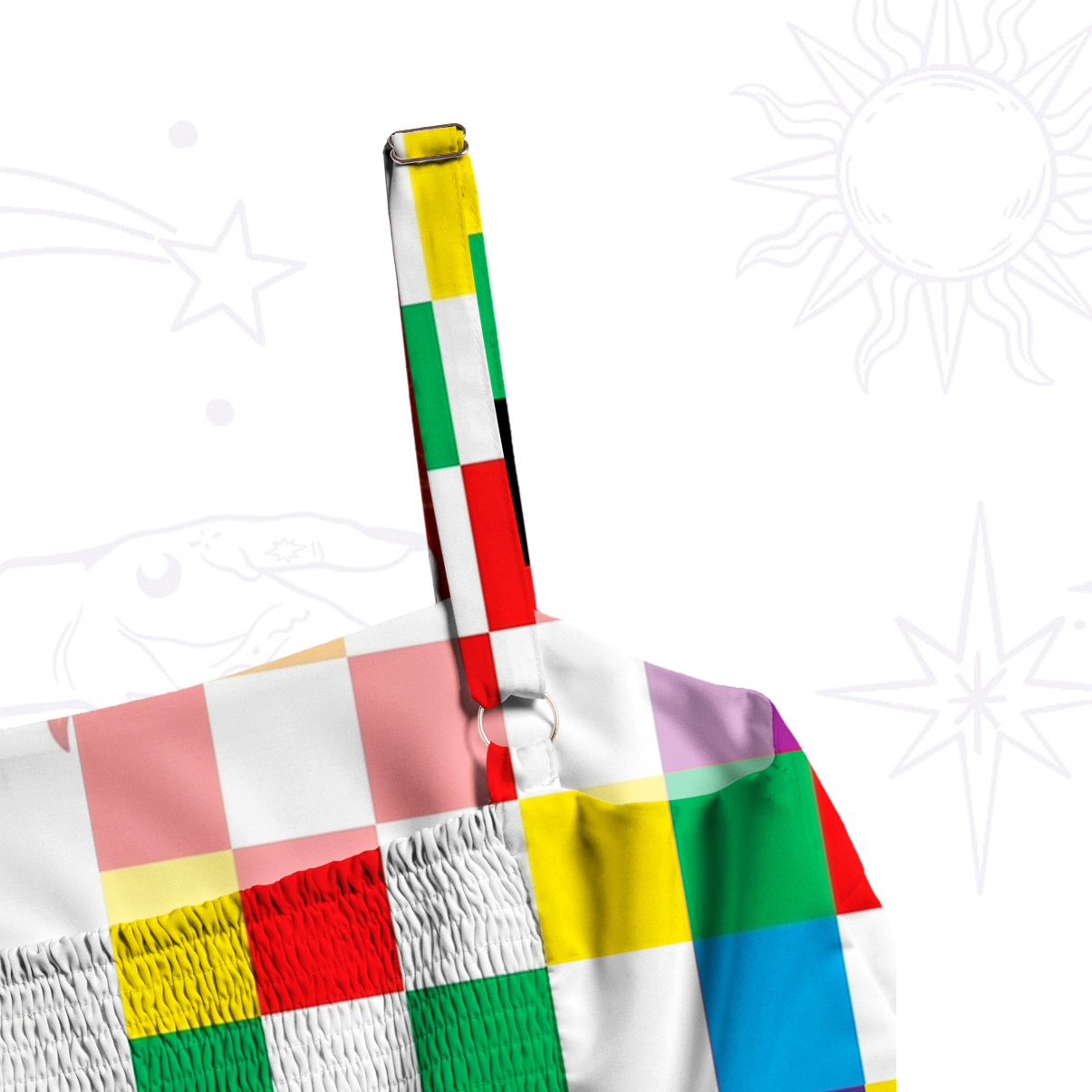 Purplehecate Celestial Rainbow Blocks Wide Straps Maxi Dress