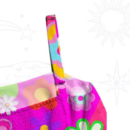 Purplehecate Psychedelic Daisy Flower Power Wide Straps Maxi Dress