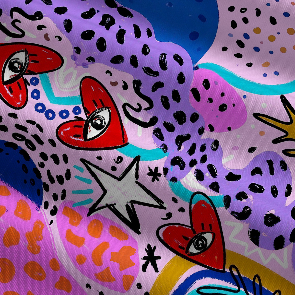 Purplehecate Cosmic Love Eyes Graffiti Tie Shoulder Maxi Dress