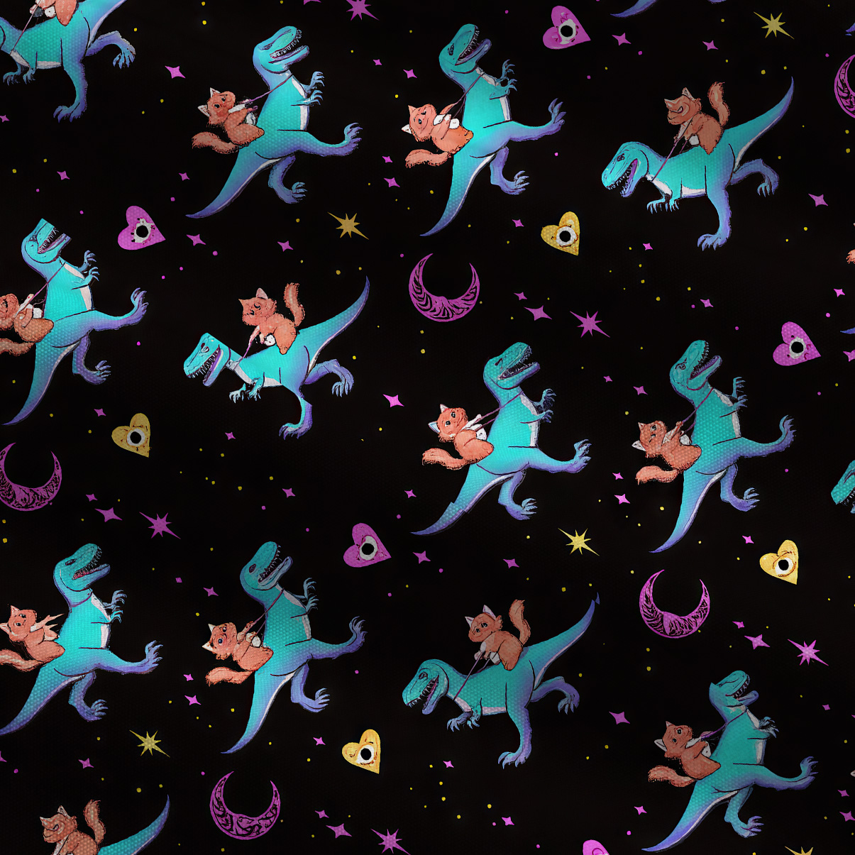 Purplehecate Witch Cat Rides the Dino Tie Shoulder Maxi Dress