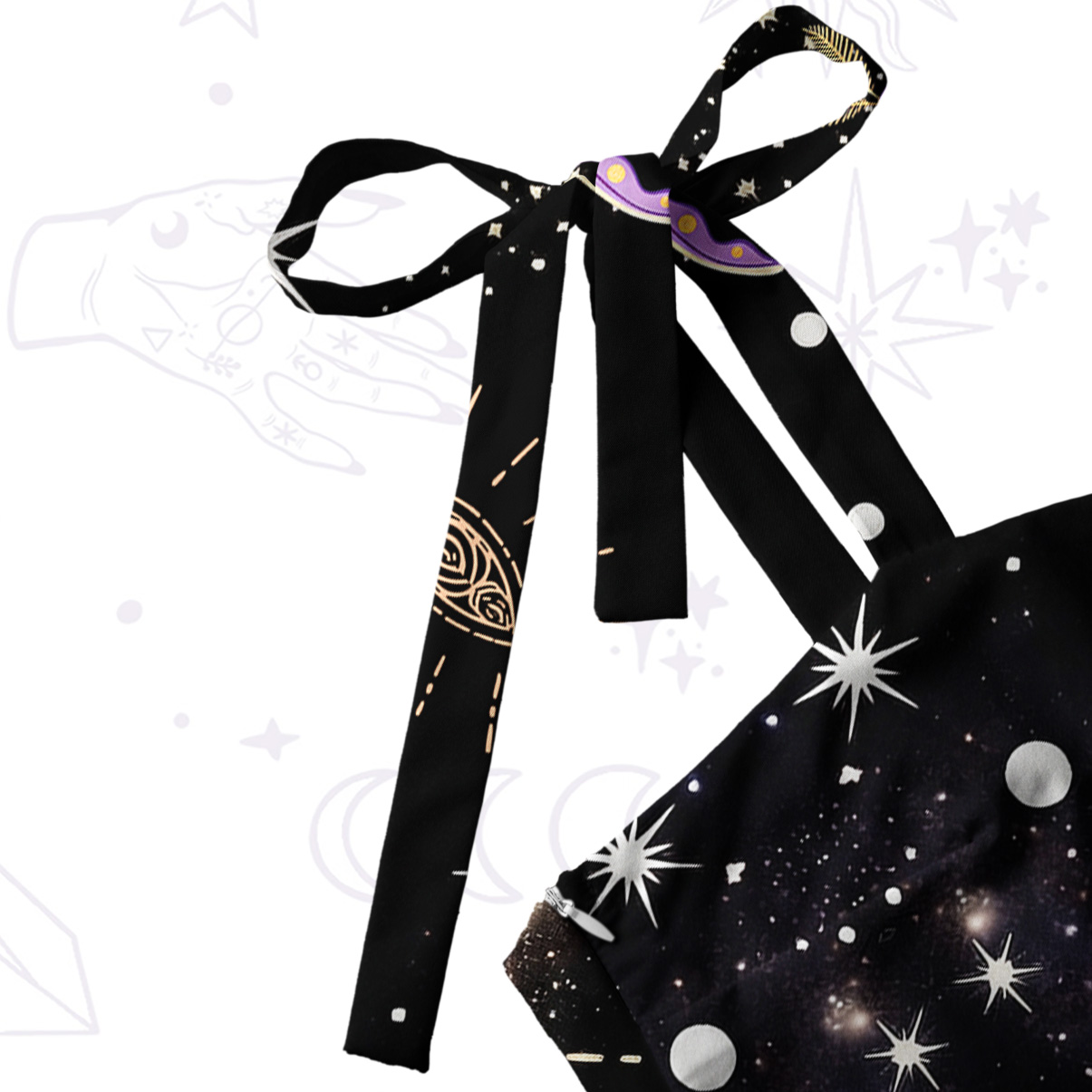 Purplehecate Starry Night Lunar Moth Tie Shoulder Maxi Dress