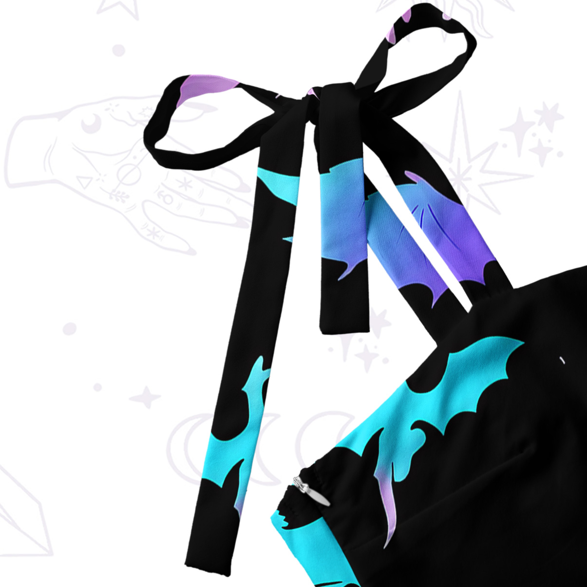 Purplehecate Neon Fantasy Dragon Allover Tie Shoulder Maxi Dress