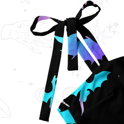 Purplehecate Neon Fantasy Dragon Allover Tie Shoulder Maxi Dress