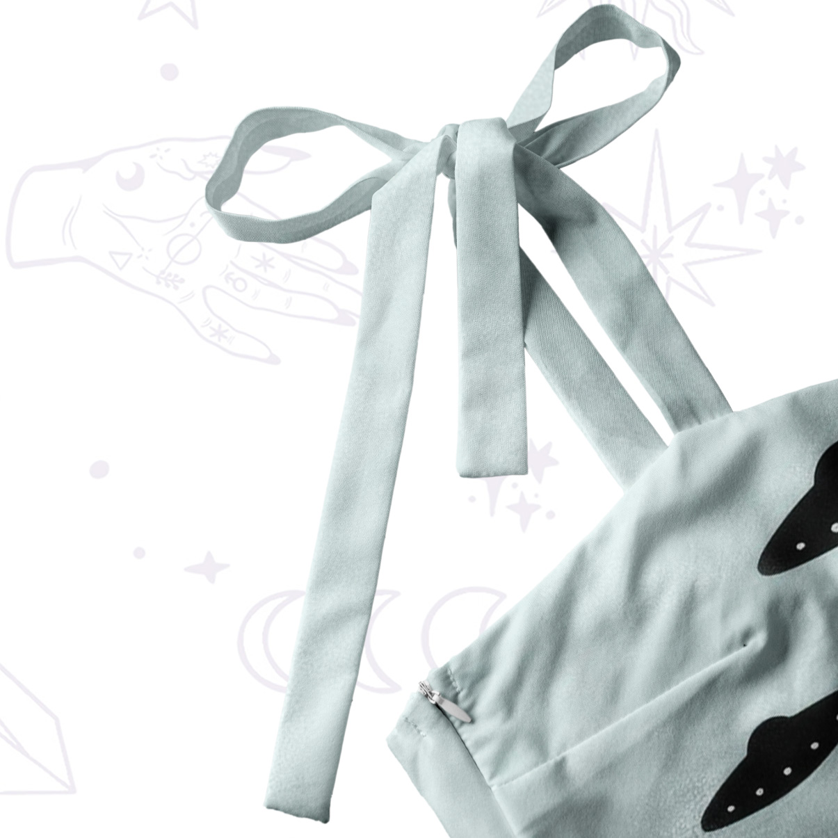 Purplehecate Starlit Cats & Butterflies Tie Shoulder Maxi Dress