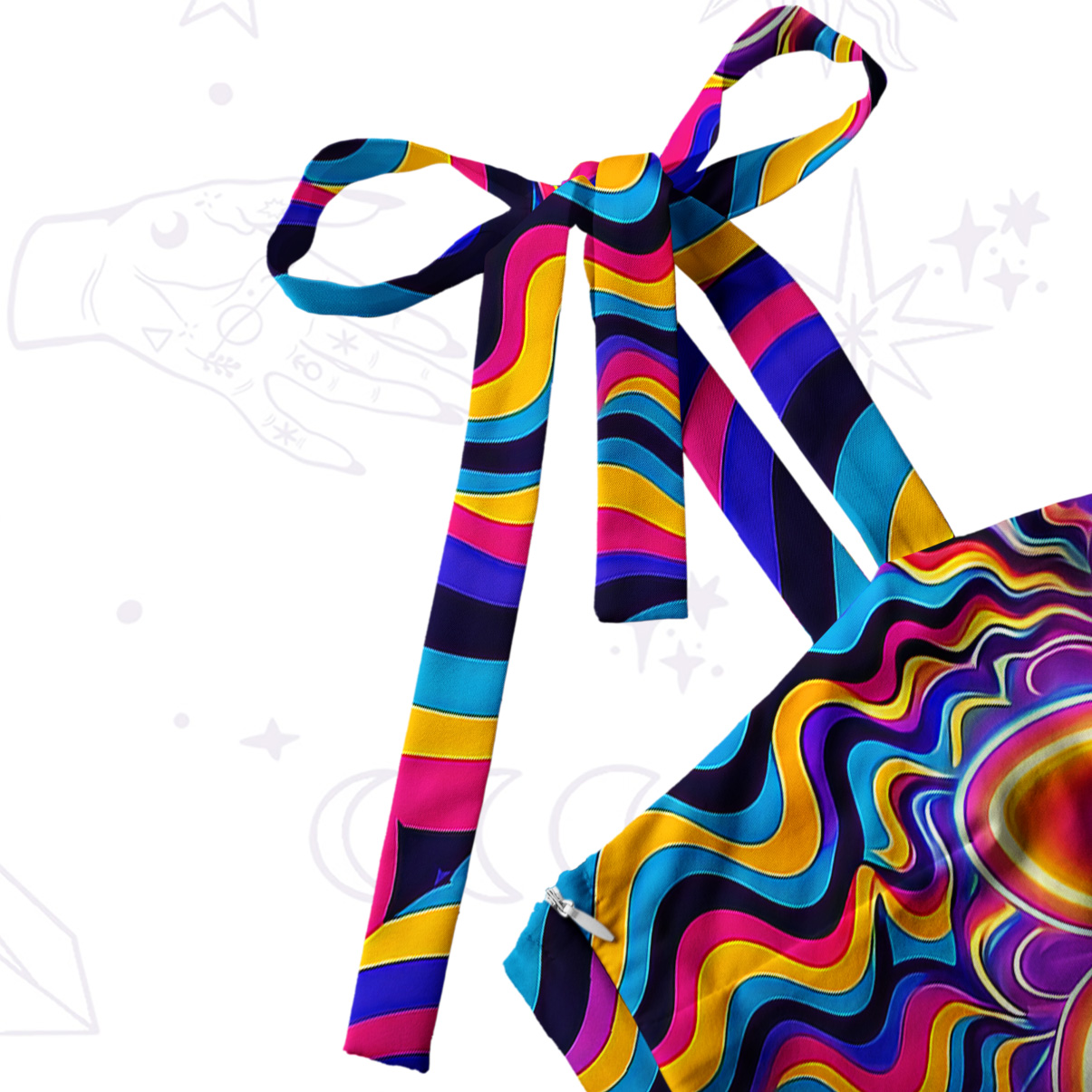Purplehecate Psychedelic Bloom Tie Shoulder Maxi Dress