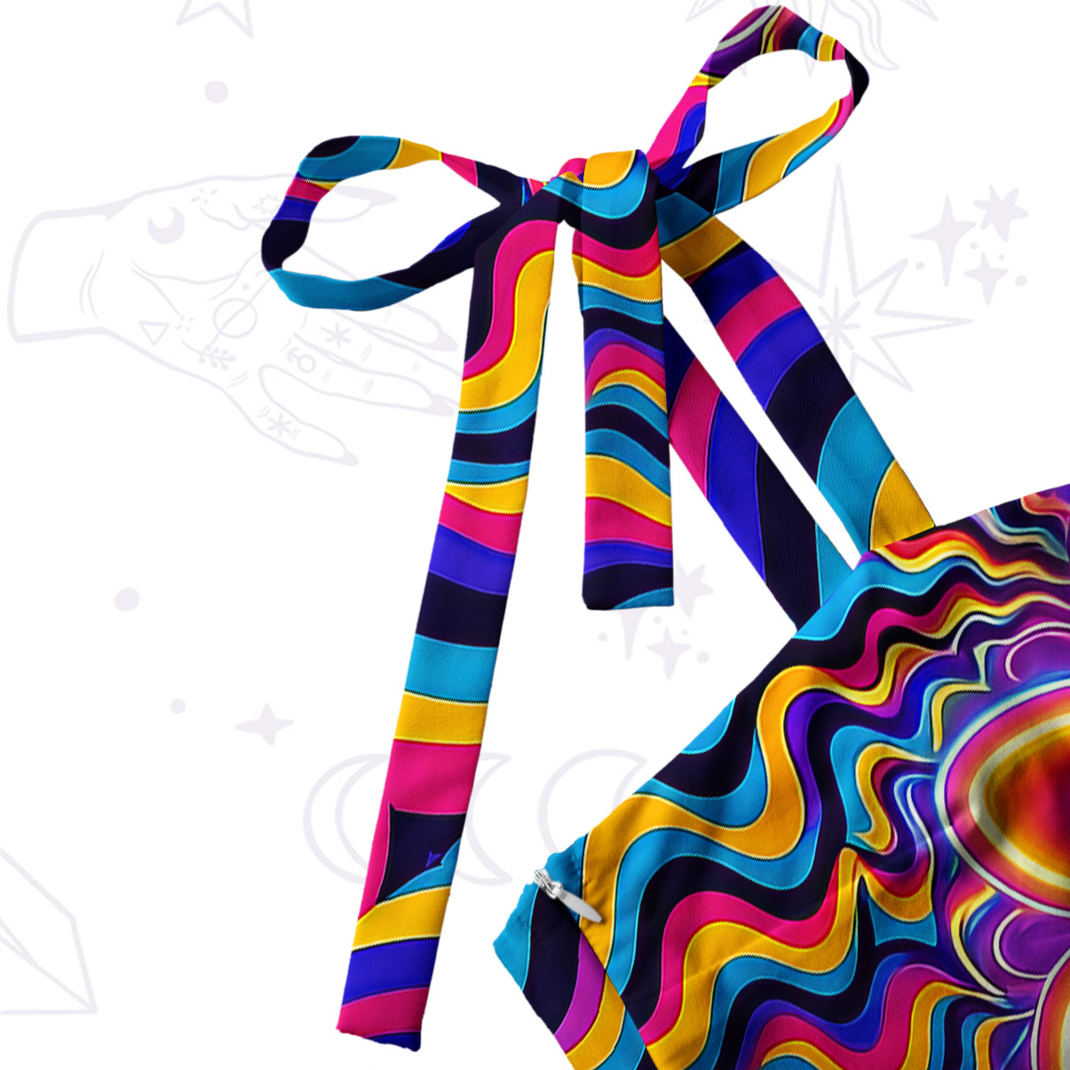 Purplehecate Psychedelic Bloom Tie Shoulder Maxi Dress