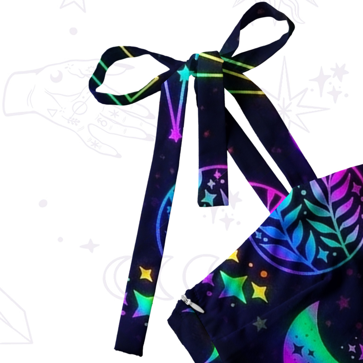 Purplehecate Blacklight Butterfly Tie Shoulder Maxi Dress