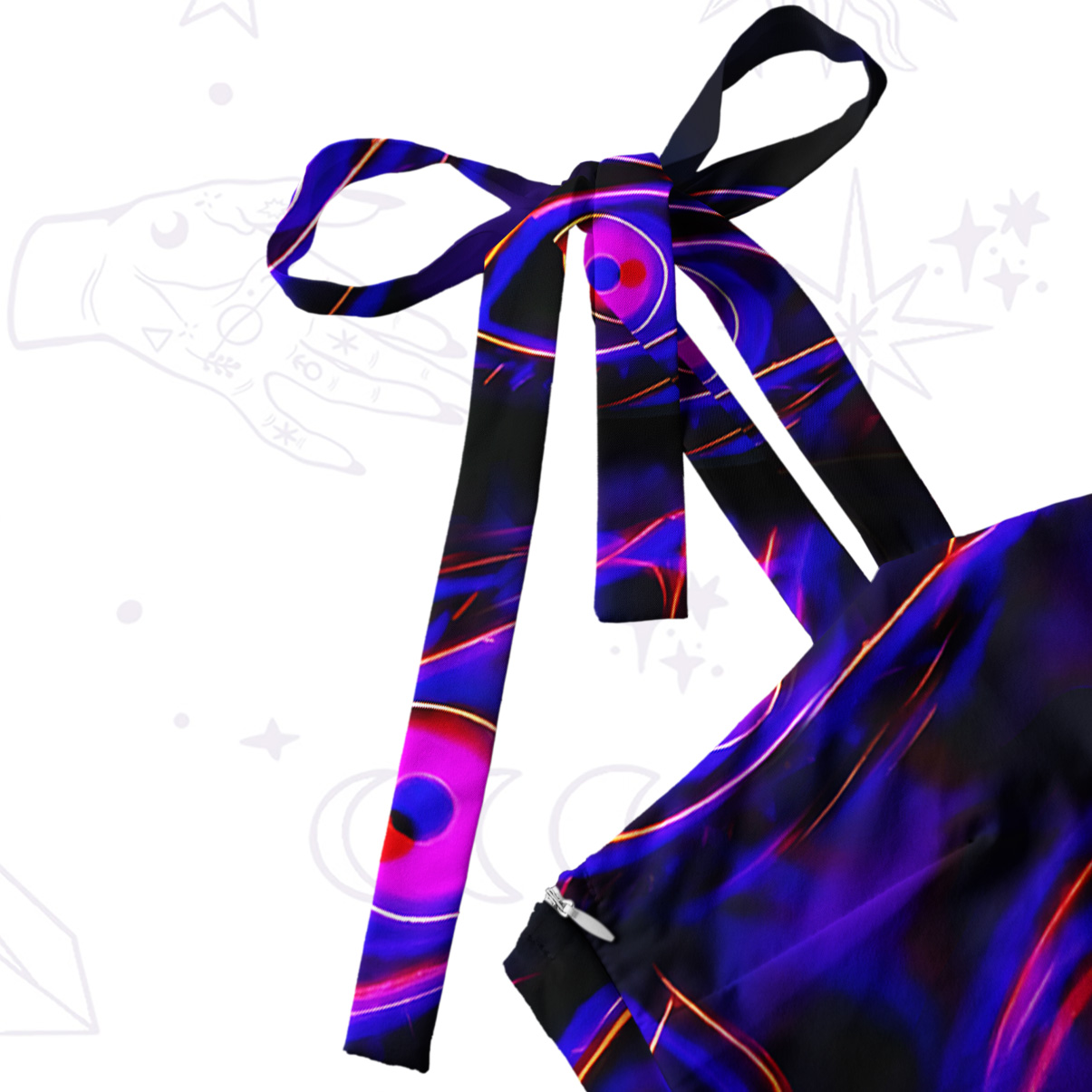 Purplehecate Psychedelic Eyes Tie Shoulder Maxi Dress