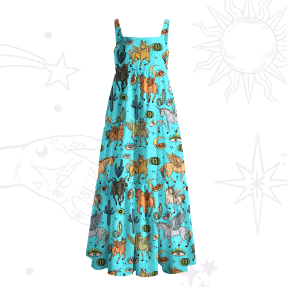 Purplehecate Wild Horses Desert Wide Straps Maxi Dress