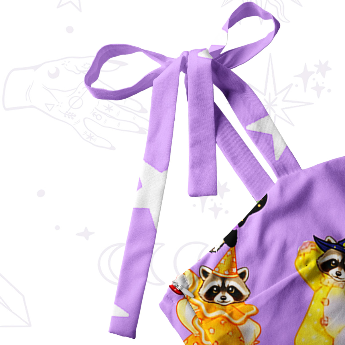 Purplehecate Rainbow Raccoon Star Tie Shoulder Maxi Dress