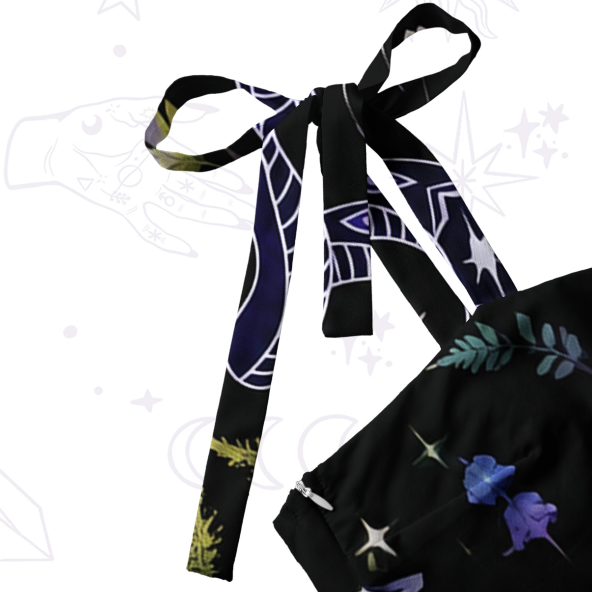 Purplehecate Moon Moth Witchery Tie Shoulder Maxi Dress