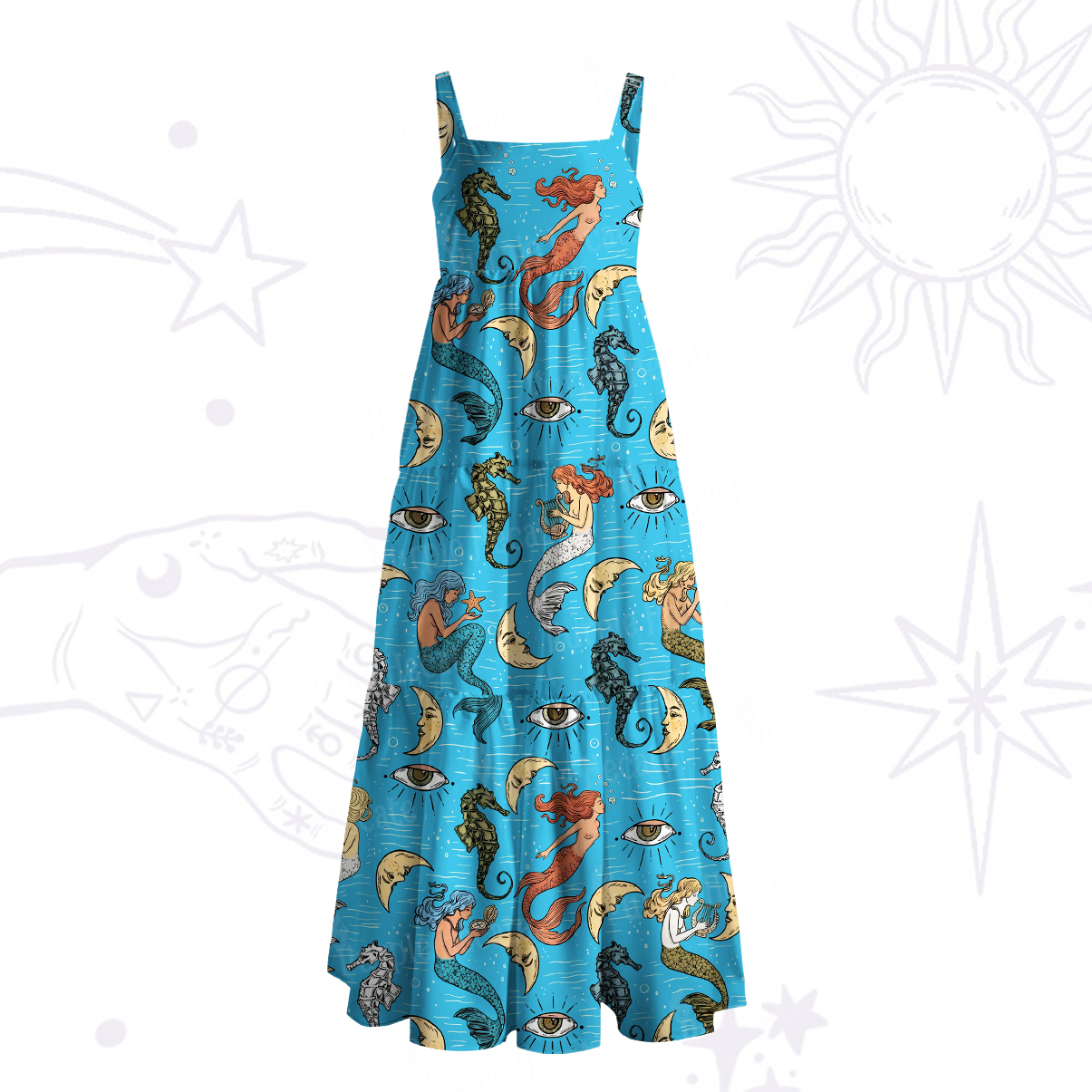 Purplehecate Mermaid Magic Wide Straps Maxi Dress