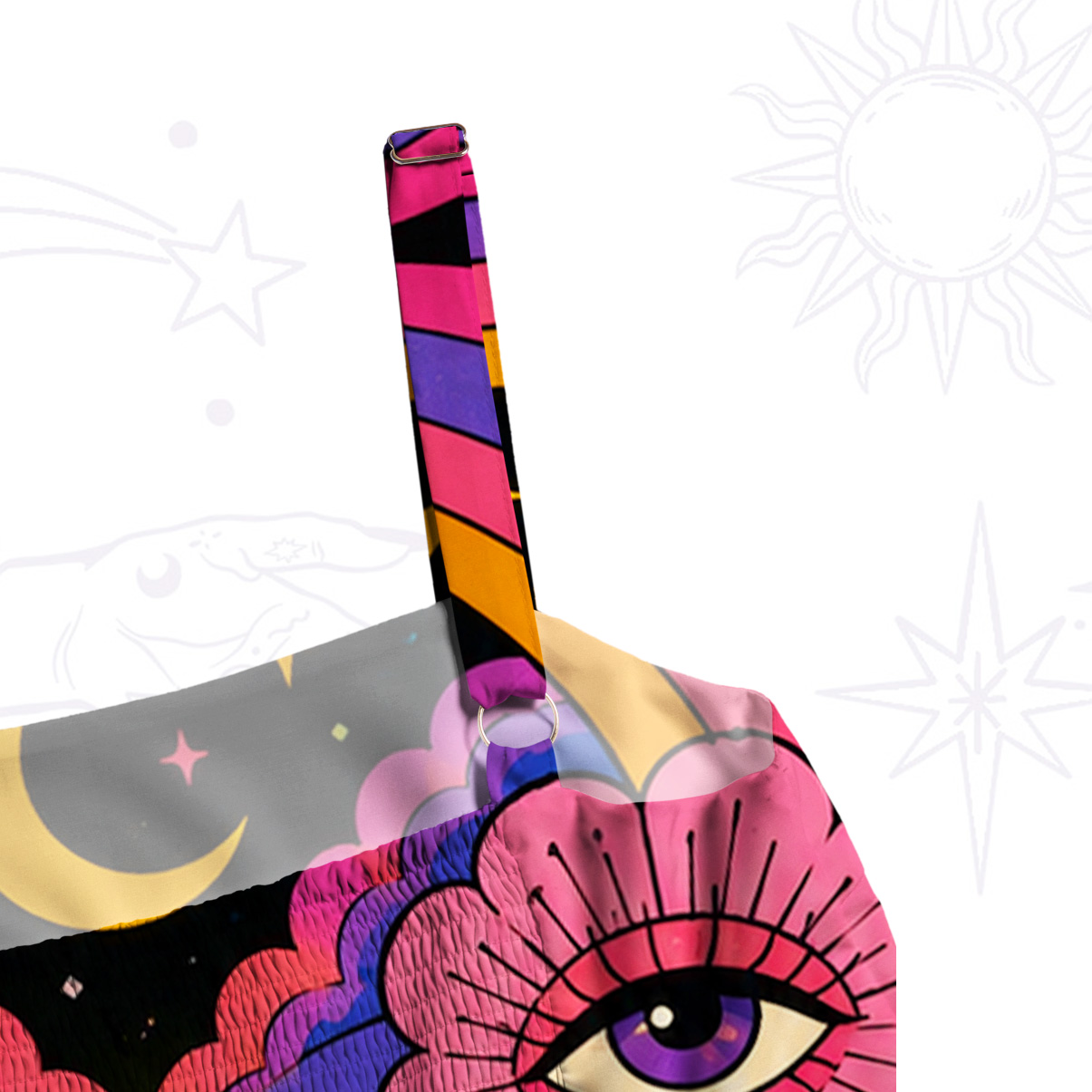 Purplehecate Psychedelic Third Eye Garden Wide Straps Maxi Dress