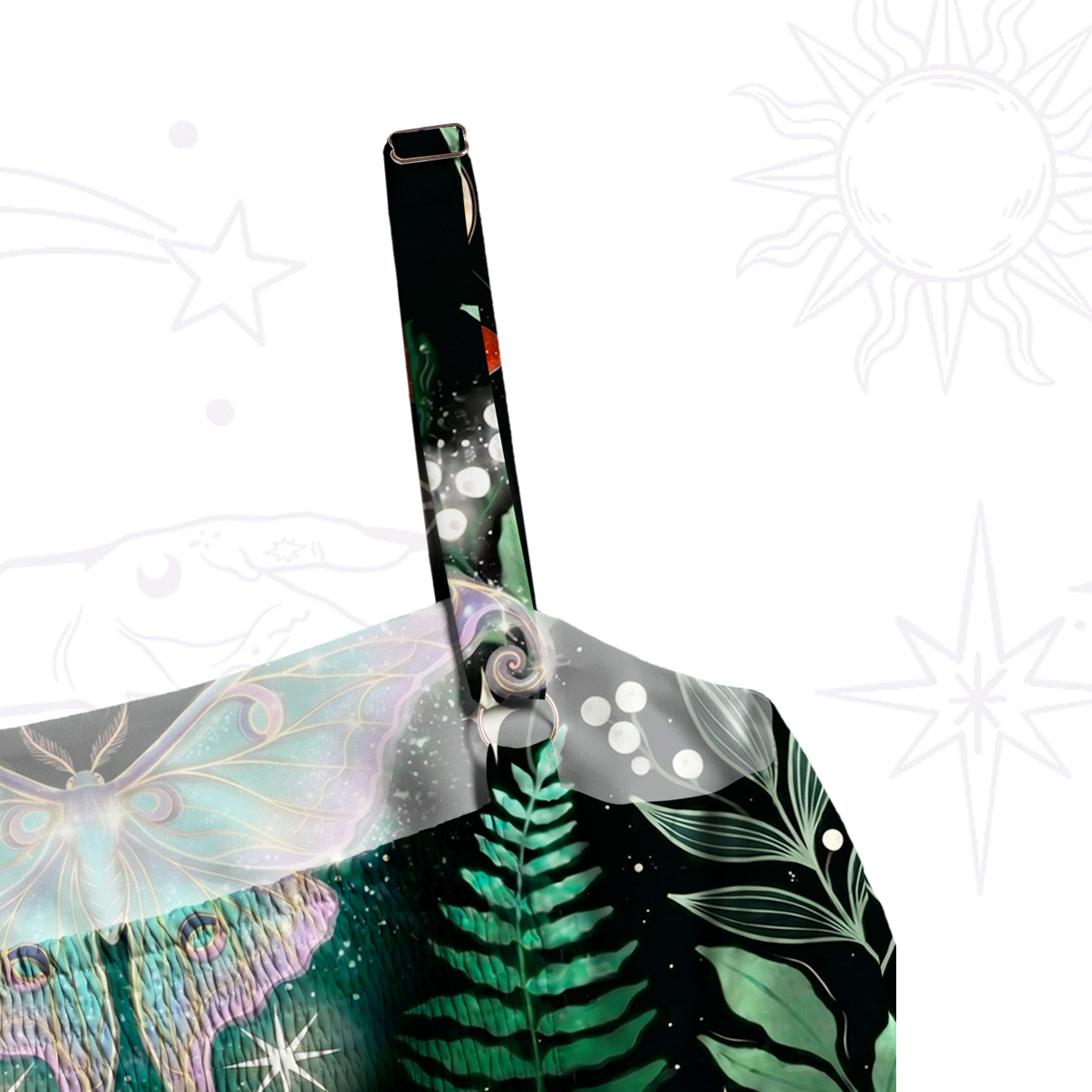 Purplehecate Enchanted Forest Moth Wide Straps Maxi Dress
