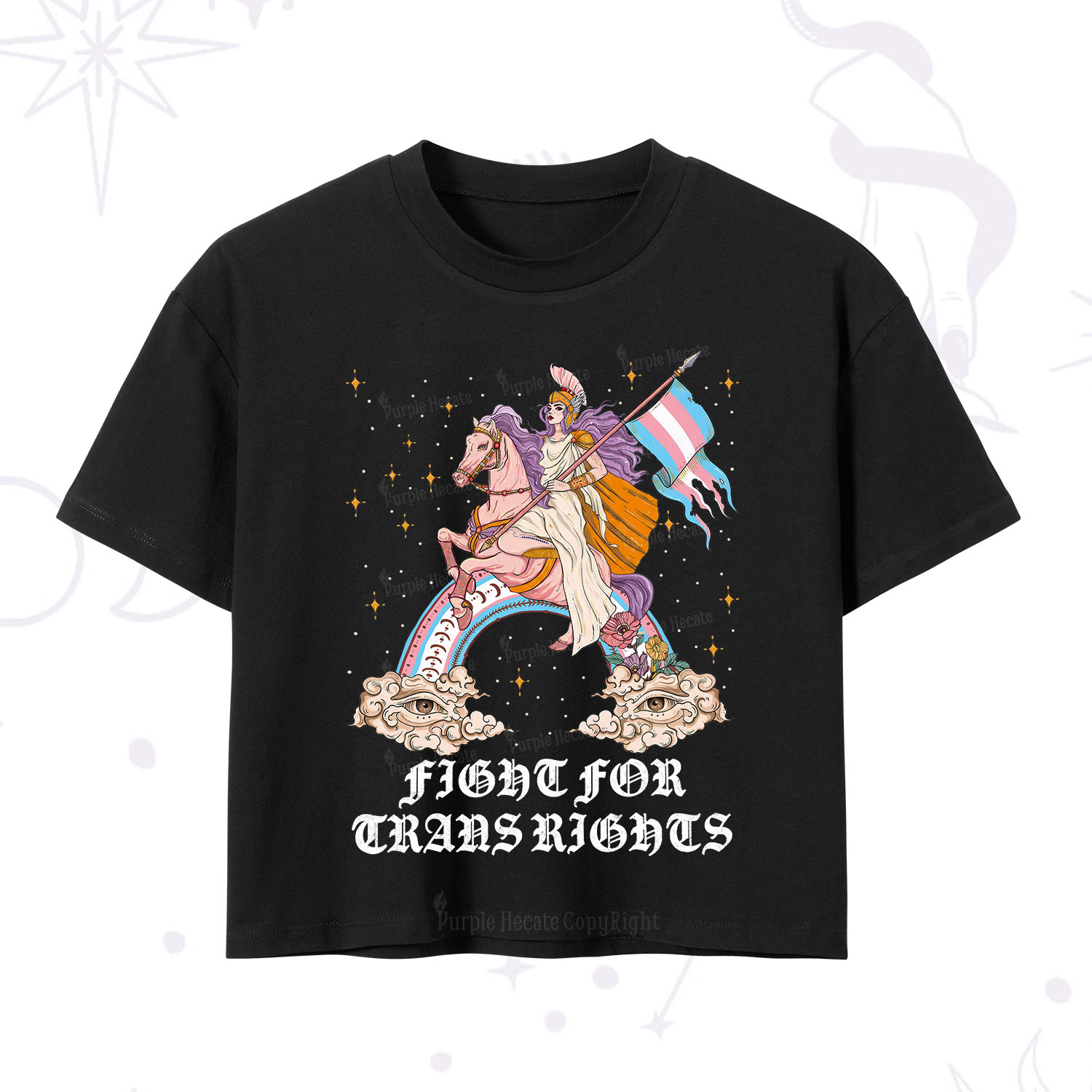 Purplehecate Fight for Trans Rights Knight Crop T-Shirt
